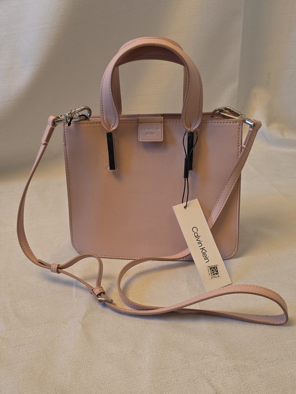 Calvin Klein NWT Blush Pink Mini Top-Handle Crossbody Satchel with Snap Closure